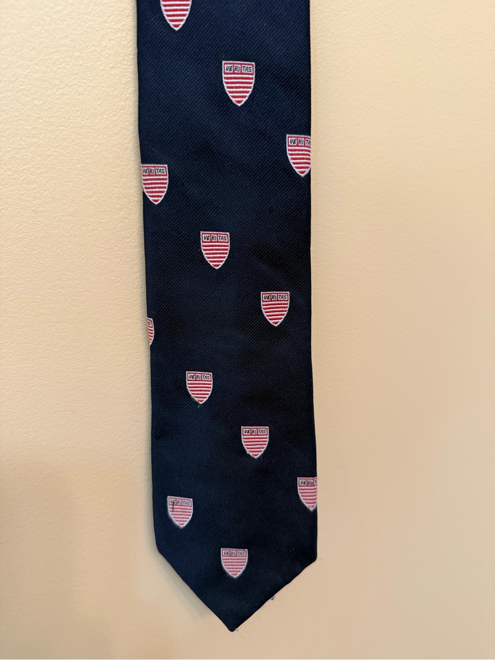 Navy Harvard crest Tie with Red & White Details